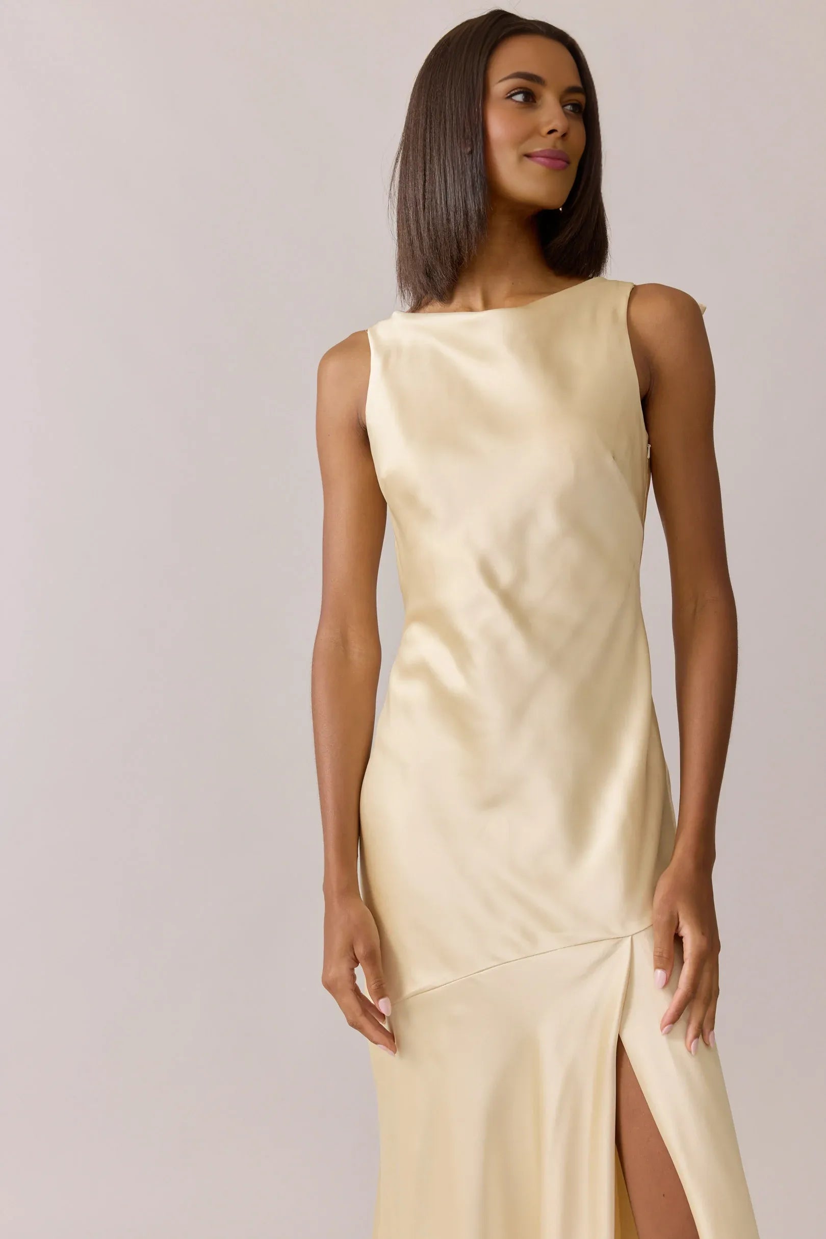 Trendy Fitted High Neck Sleeveless Backless Floor-Length Prom Dress