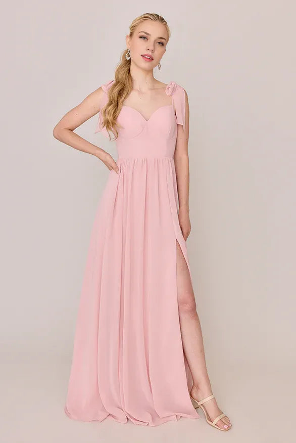 Trendy Flowing A-line Sweetheart Neck Sleeveless Back Zipper Ankle-Length Bridesmaid Dress