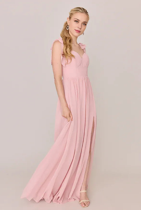 Trendy Flowing A-line Sweetheart Neck Sleeveless Back Zipper Ankle-Length Bridesmaid Dress