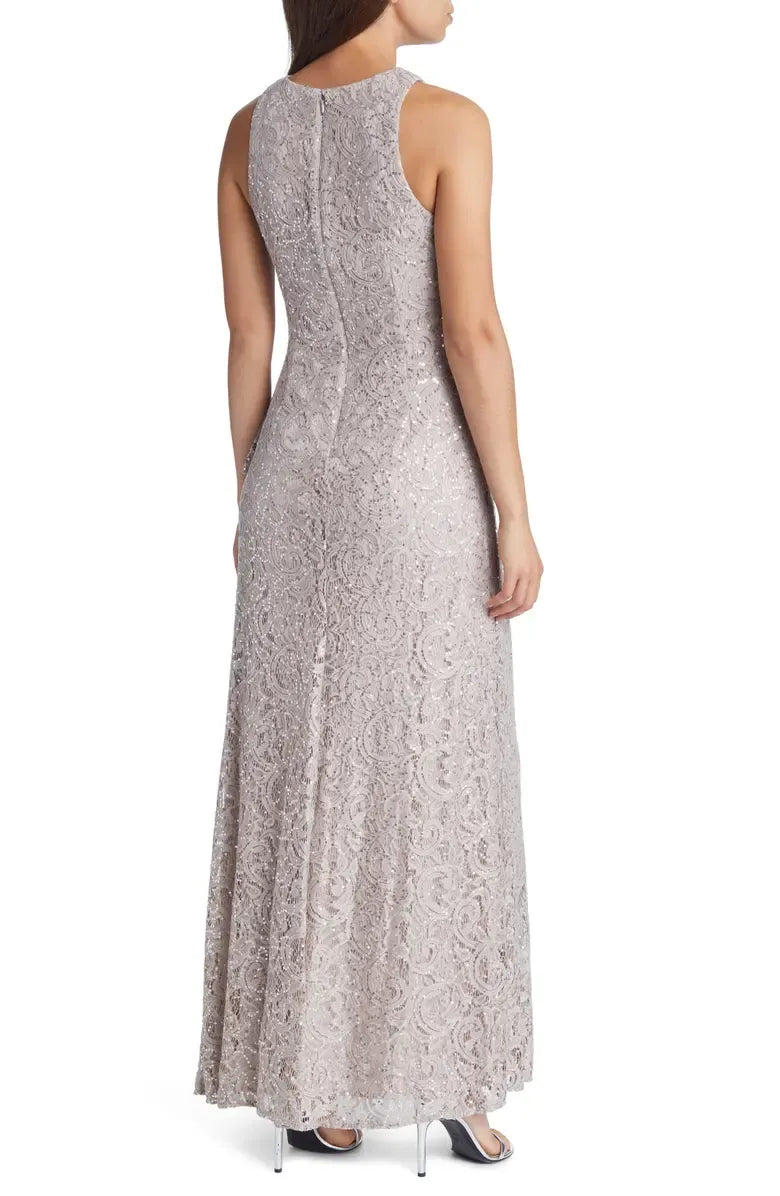 Trendy Mermaid High Neck Sleeveless Zipper Up Floor-Length Mother of the Bride Dress