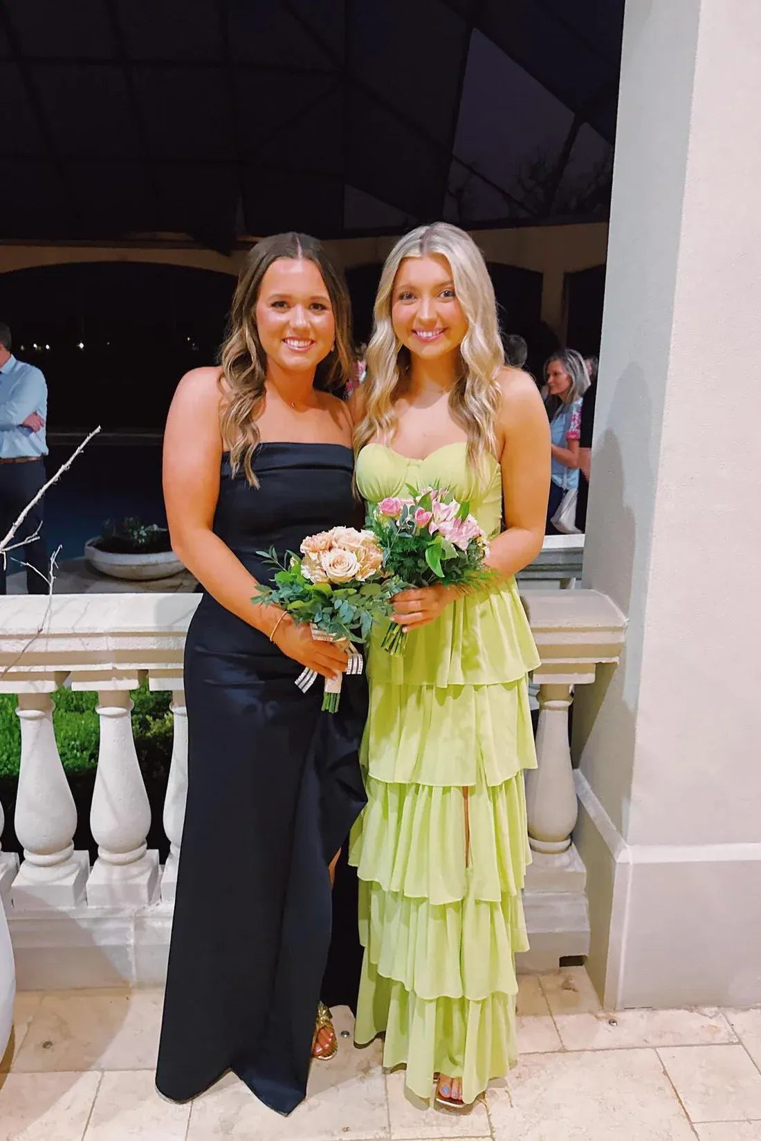 Trendy Off The Shoulder Sleeveless A-Line Tiered Chiffon Long Party Dress