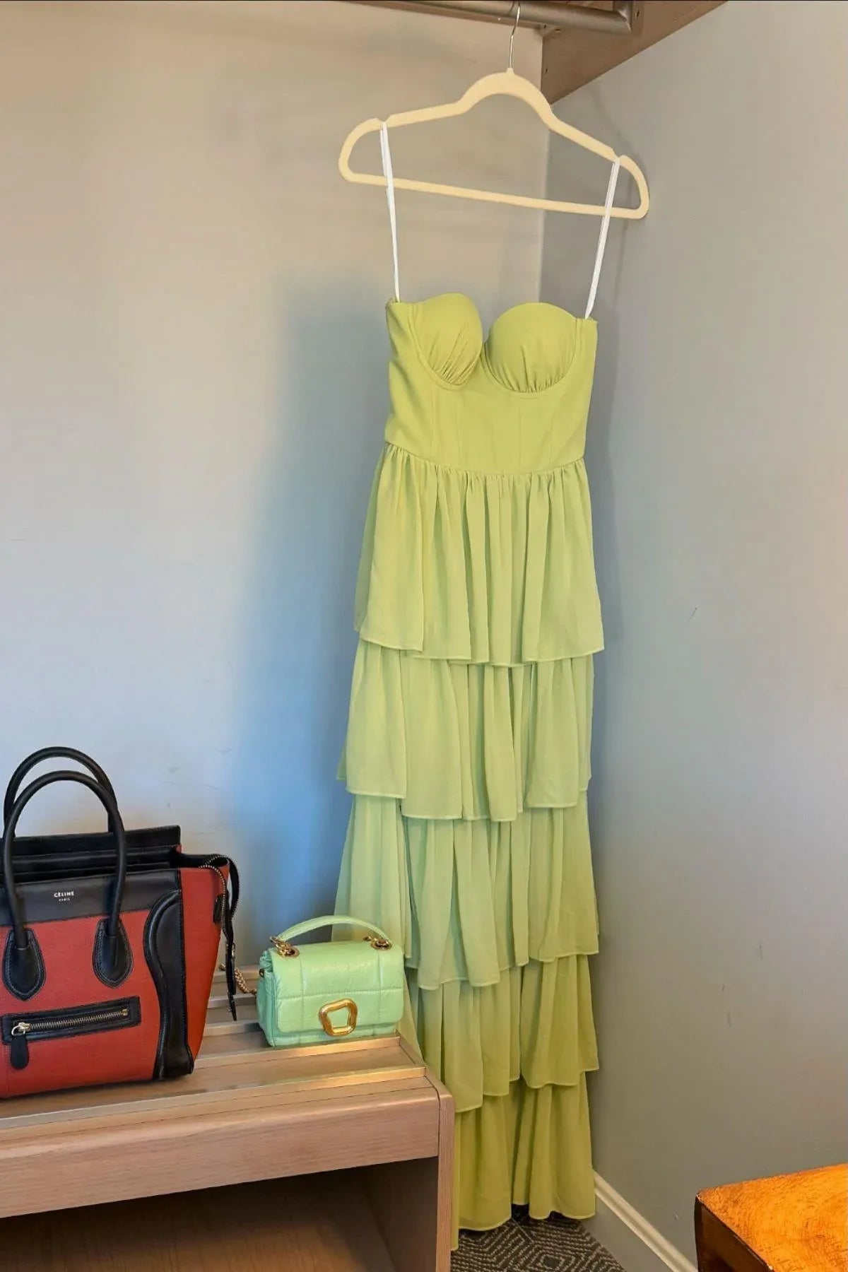 Trendy Off The Shoulder Sleeveless A-Line Tiered Chiffon Long Party Dress