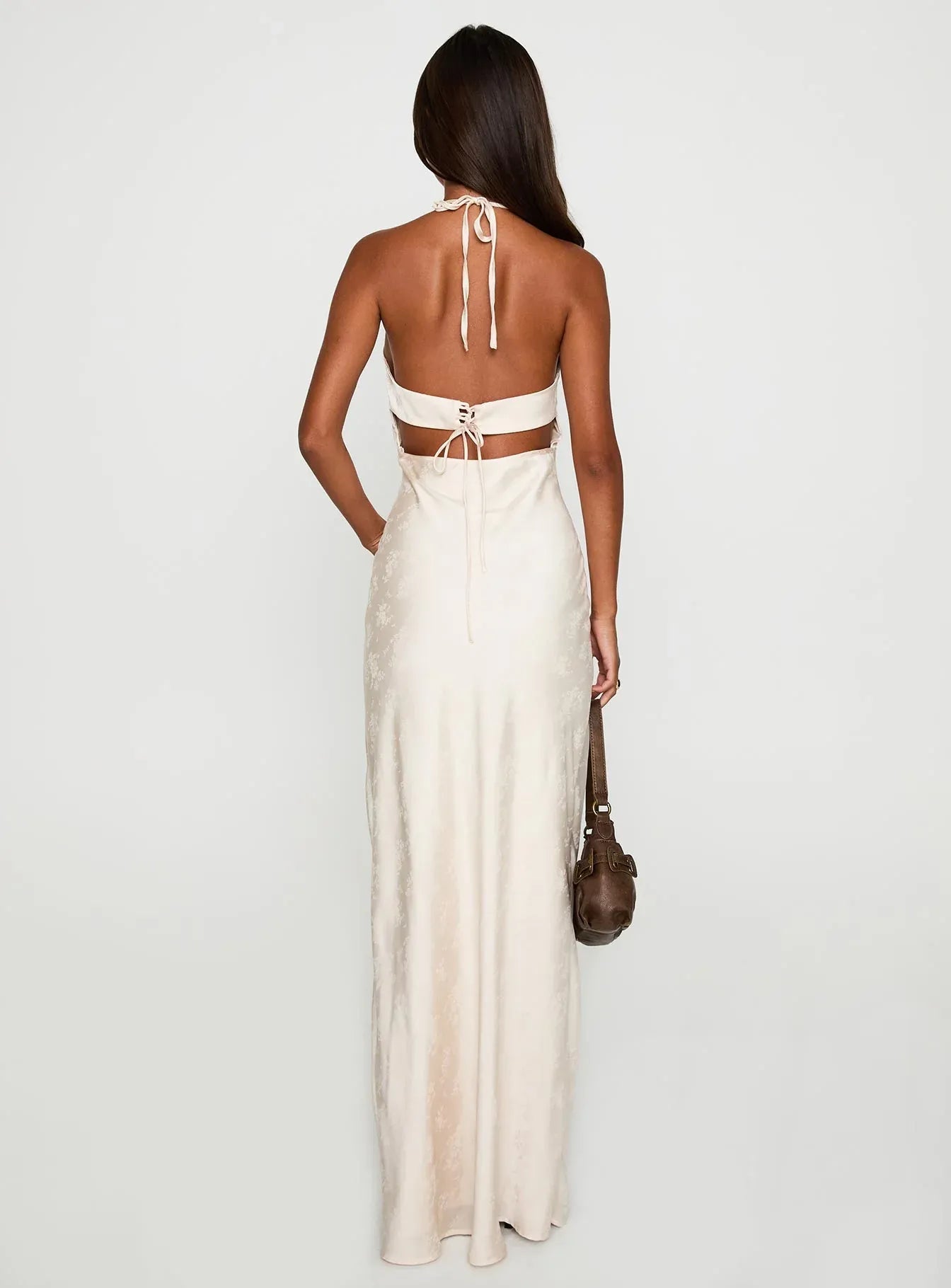 Trendy Sheath/Column Halter Neck Sleeveless Backless Floor-Length Prom Dress