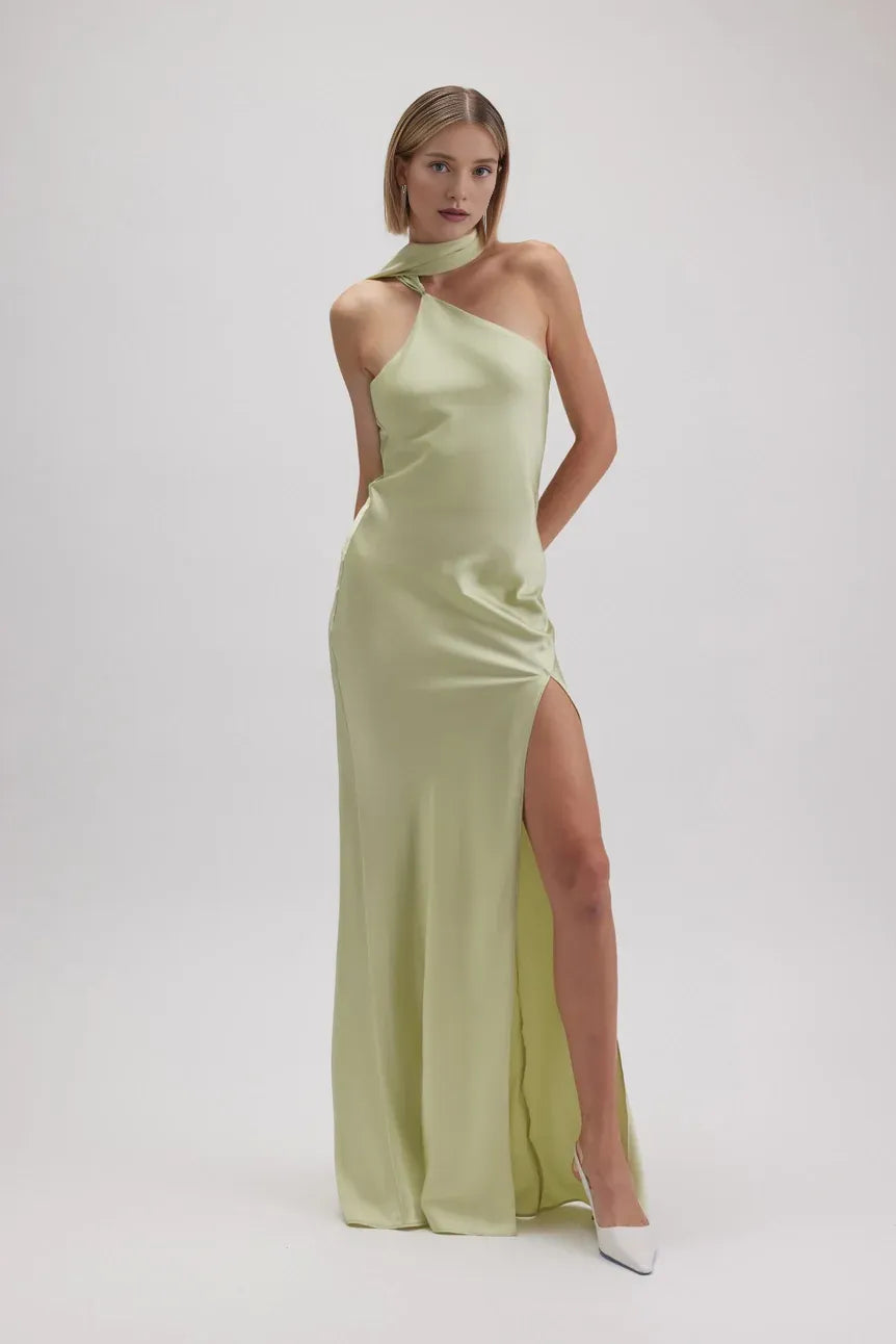 Trendy Sheath/Column One Shoulder Sleeveless Backless Floor-Length Prom Dress