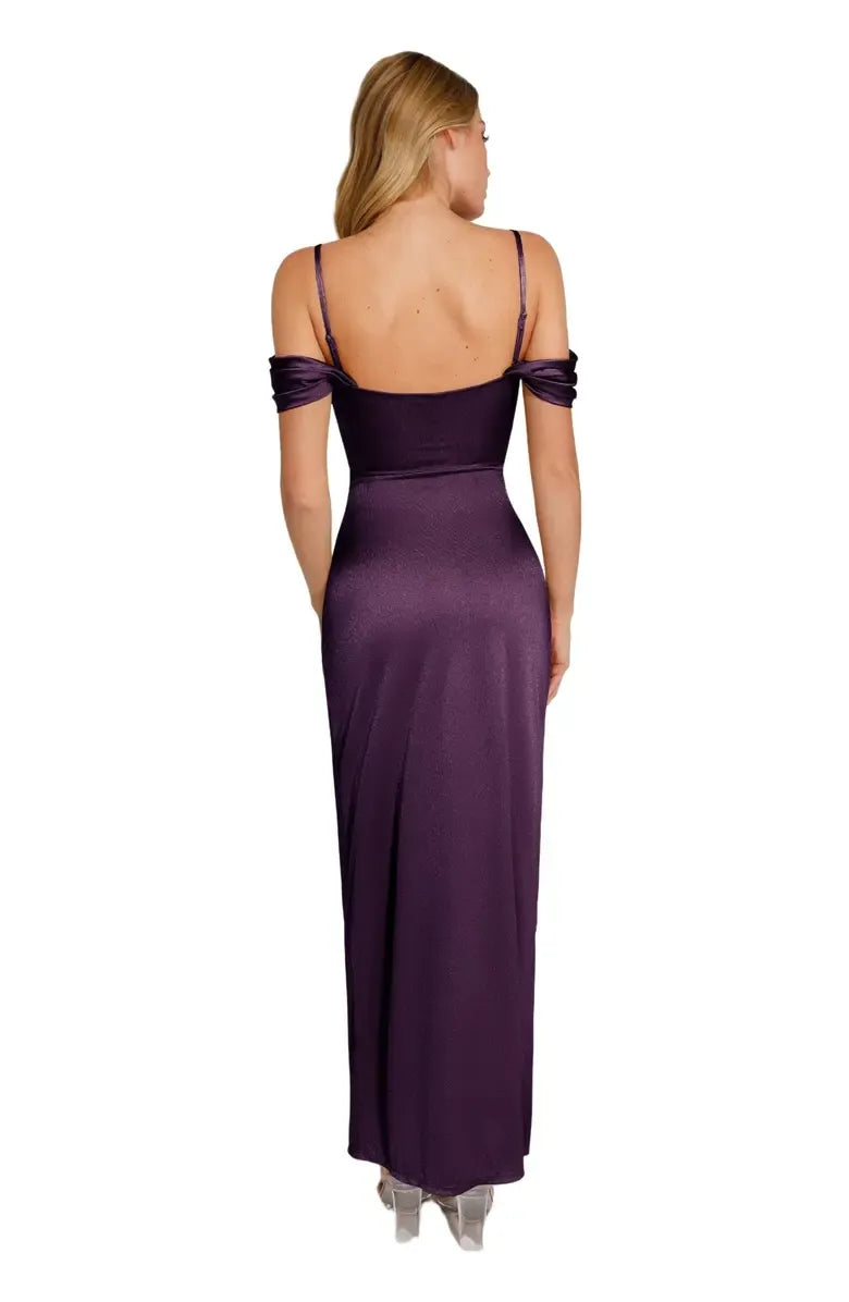 Trendy Sheath Off Shoulder Sleeveless Satin Floor-Length Prom Dress