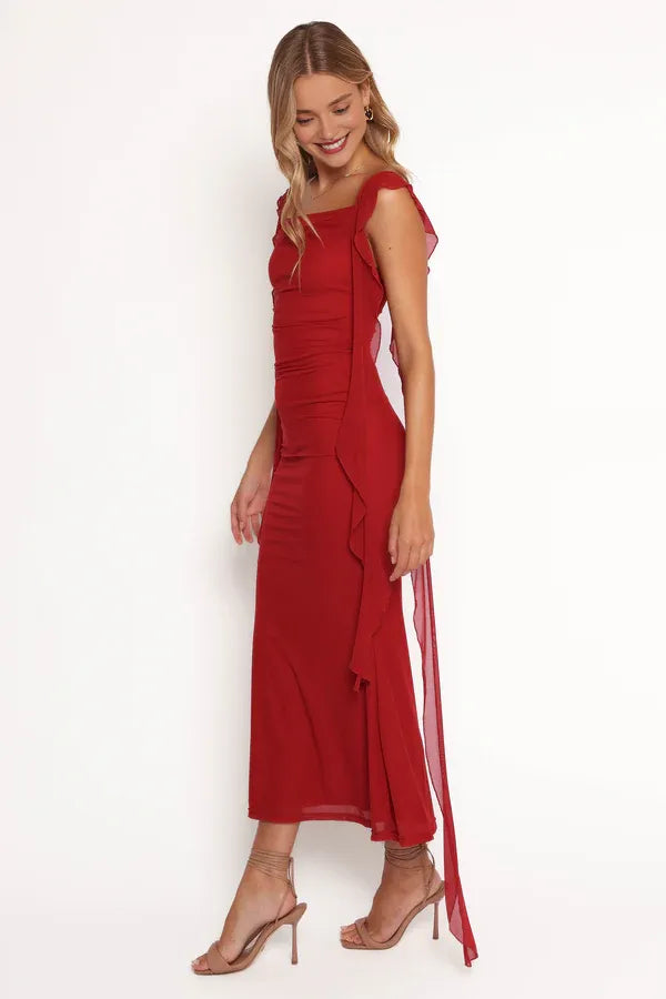 Trendy Sheath Square Neck Sleeveless Backless Floor-Length Prom Dress