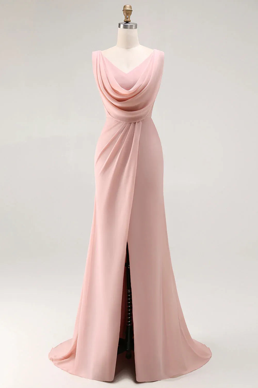Trendy Sheath V Neck Sleeveless Lace Up Slit Floor-Length Prom Dress