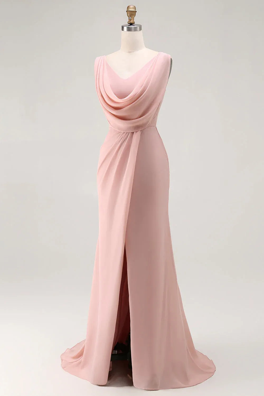 Trendy Sheath V Neck Sleeveless Lace Up Slit Floor-Length Prom Dress