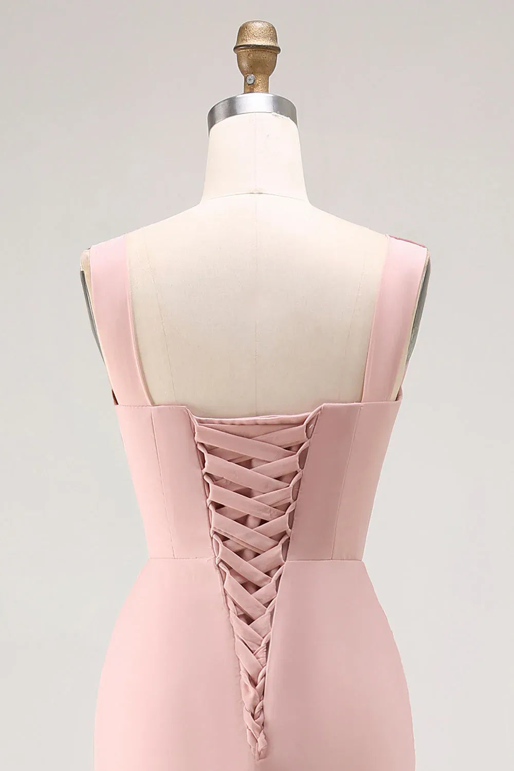Trendy Sheath V Neck Sleeveless Lace Up Slit Floor-Length Prom Dress