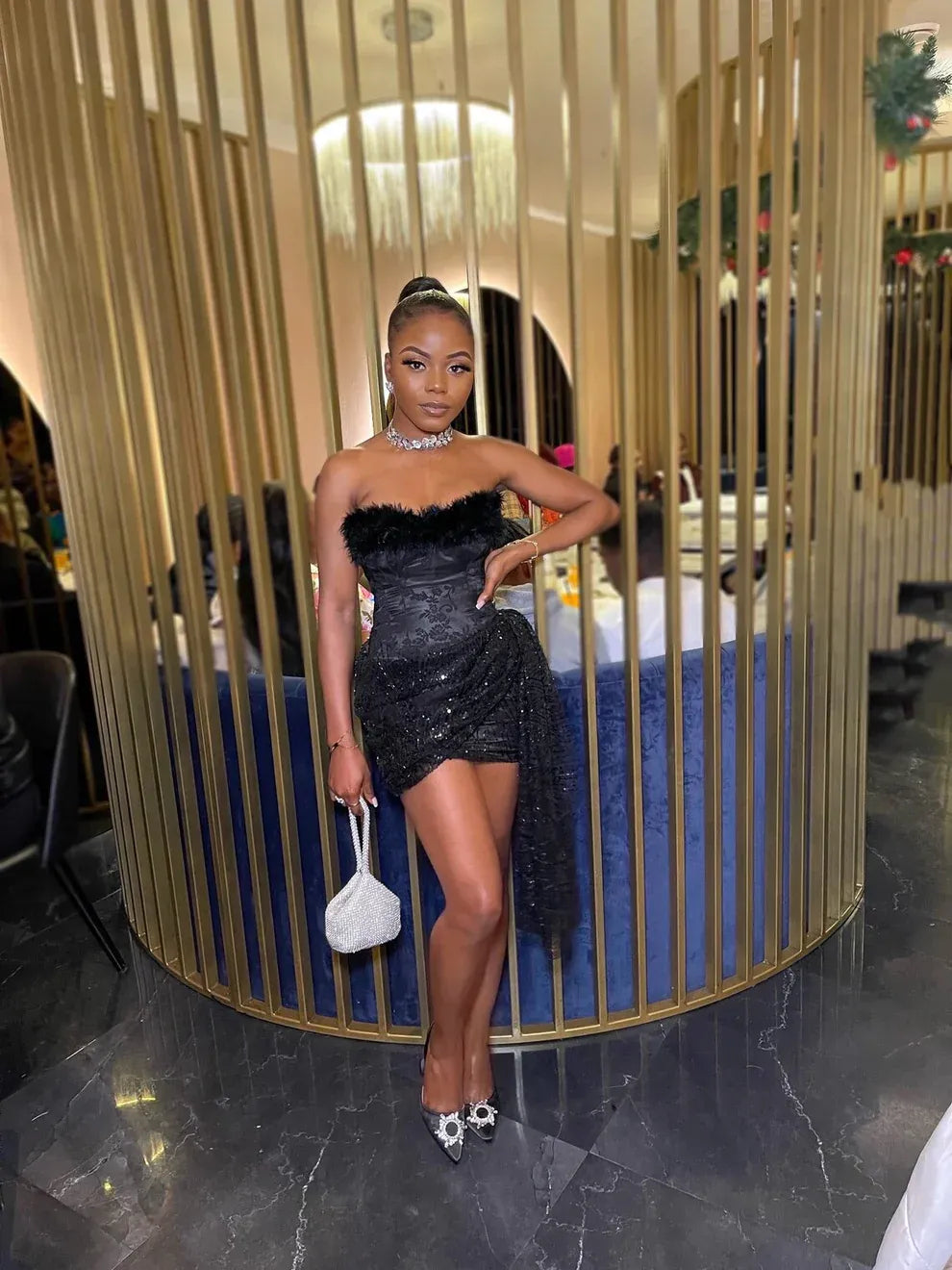 Trendy Strapless Sleeveless Bodycon Pleated Sequins Short-Mini Homecoming Dress