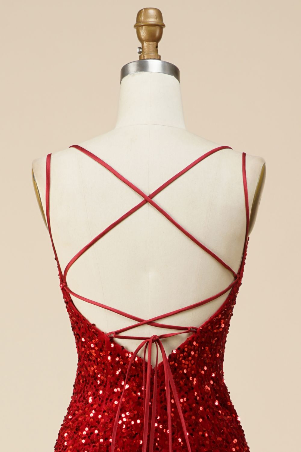 Weitese Mermaid Lace Up-Corset Sequin Prom Dress With Split
