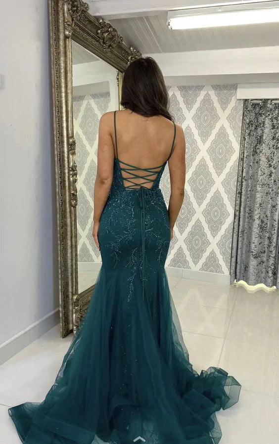 Vestidos formales Weitese para mujer, vestido largo de tul sin mangas de sirena para fiesta de graduación, vestido formal de noche para fiesta de graduación. 