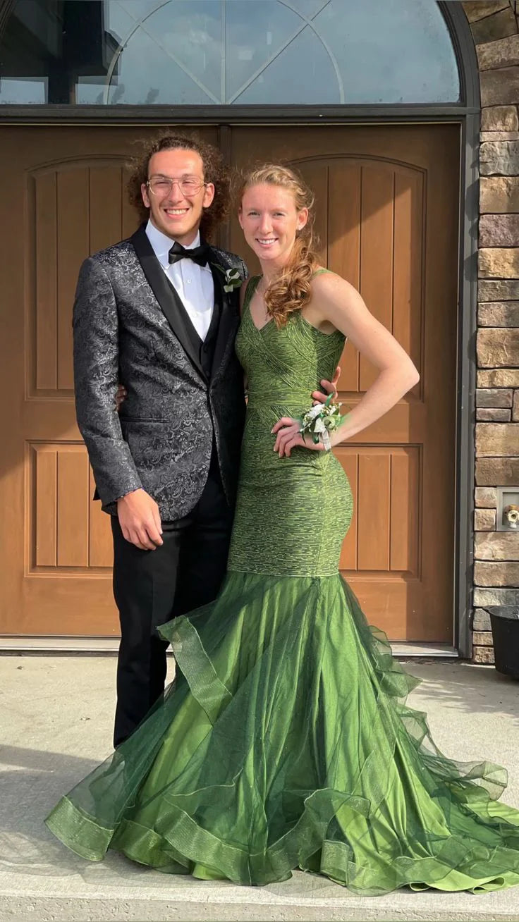 Vestidos formales Weitese para mujer, color verde sirena, tirantes de tul, espalda descubierta, largos, para fiesta de graduación, ropa de fiesta 