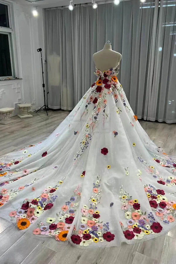 Prom Dresses Stores Chic Glam Fairy Tulle Sweetheart 3D Floral Flowers Wedding Dress PromDress Floral Formal Dress Formal Women's Dresses