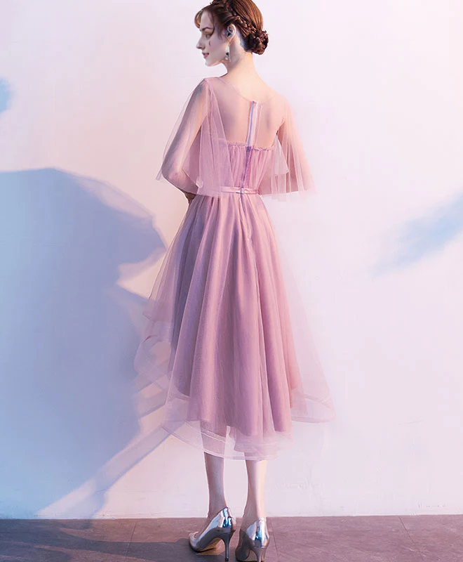 Robe de soirée courte en tulle à col carré