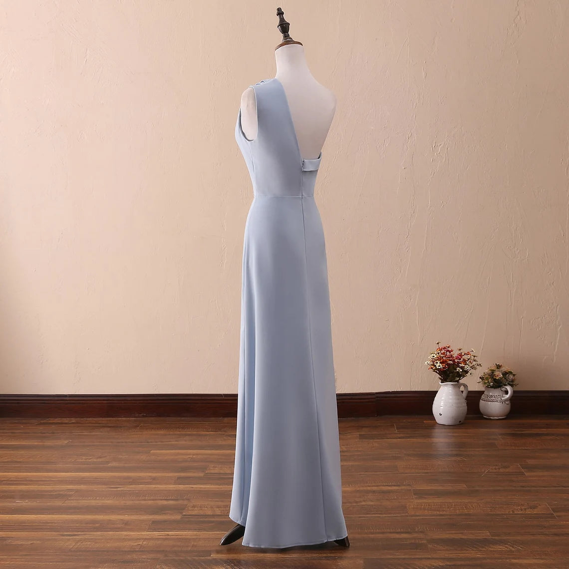 Unique High-Low One Shoulder Engagement Dress Floor Length Prom Party Dress With Sleeveless
