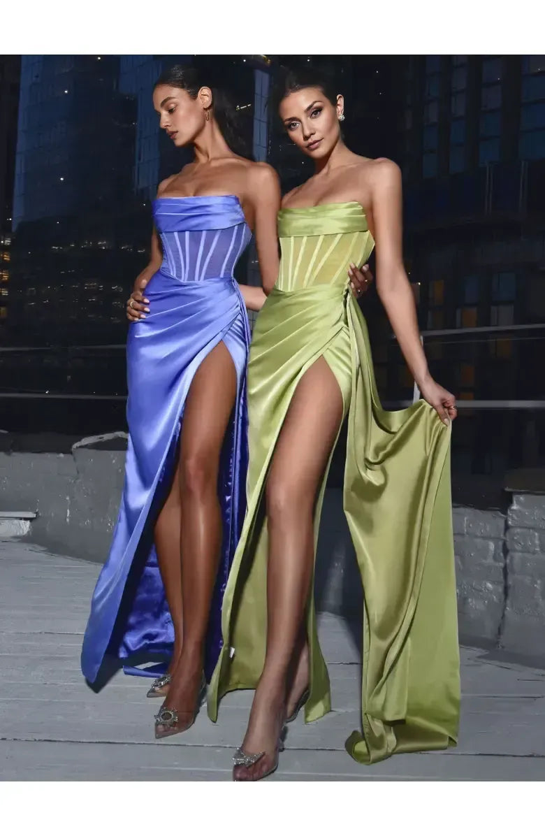 Unique Mermaid Off the Shoulder Sleeveless Satin Floor-Length Prom Dress