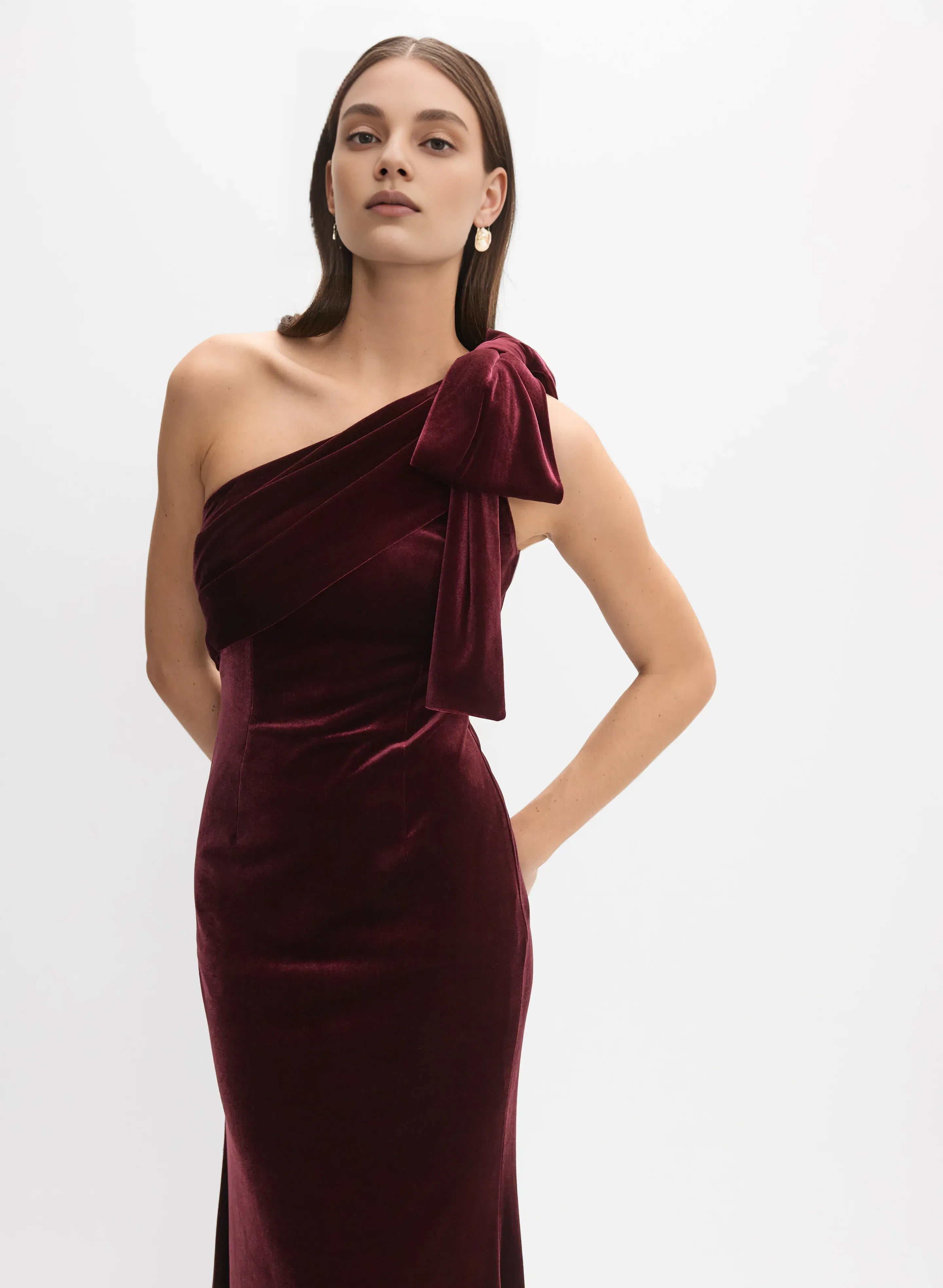 Unique Mermaid One-Shoulder Sleeveless Velvet Floor-Length Prom Dress