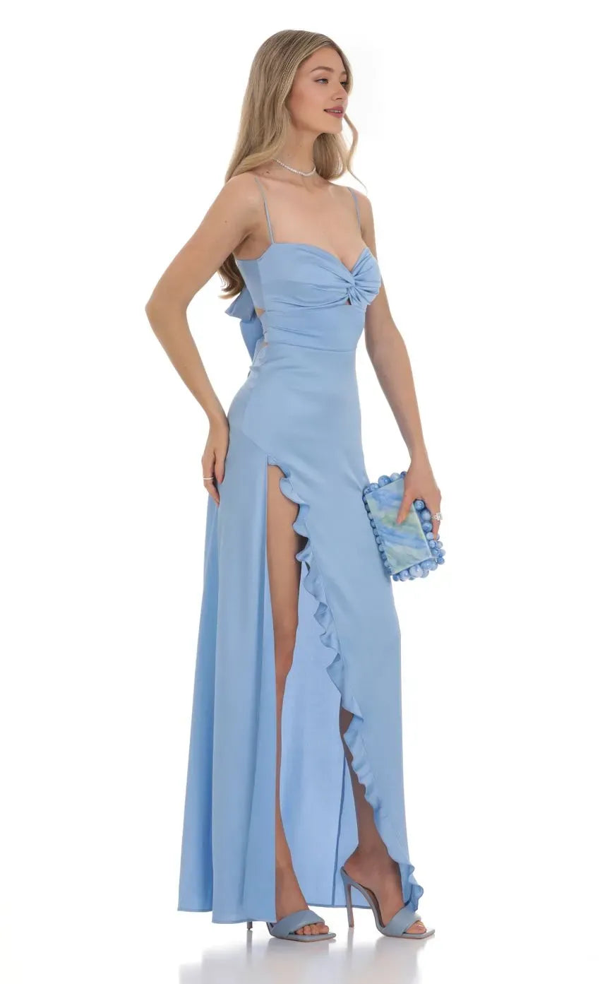 Unique Sheath/Column Spaghetti Straps Sleeveless Backless Floor-Length Prom Dress