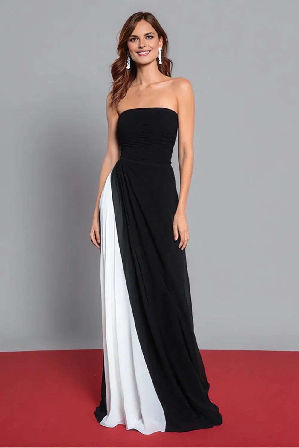 Unique Sheath/Column Strapless Sleeveless Lace Up Floor Length Prom Dress