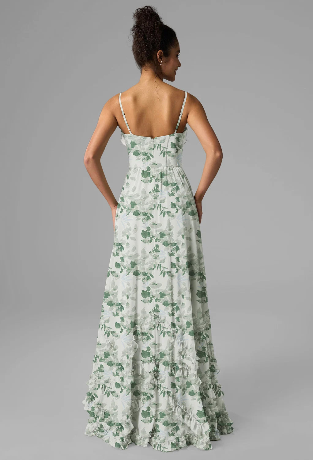 A-line V-Neck Floor Length Spaghetti Straps Prom Dresses Sleeveless Corset Ruching Ruffles Cheap Chiffon Bridesmaid Dresses