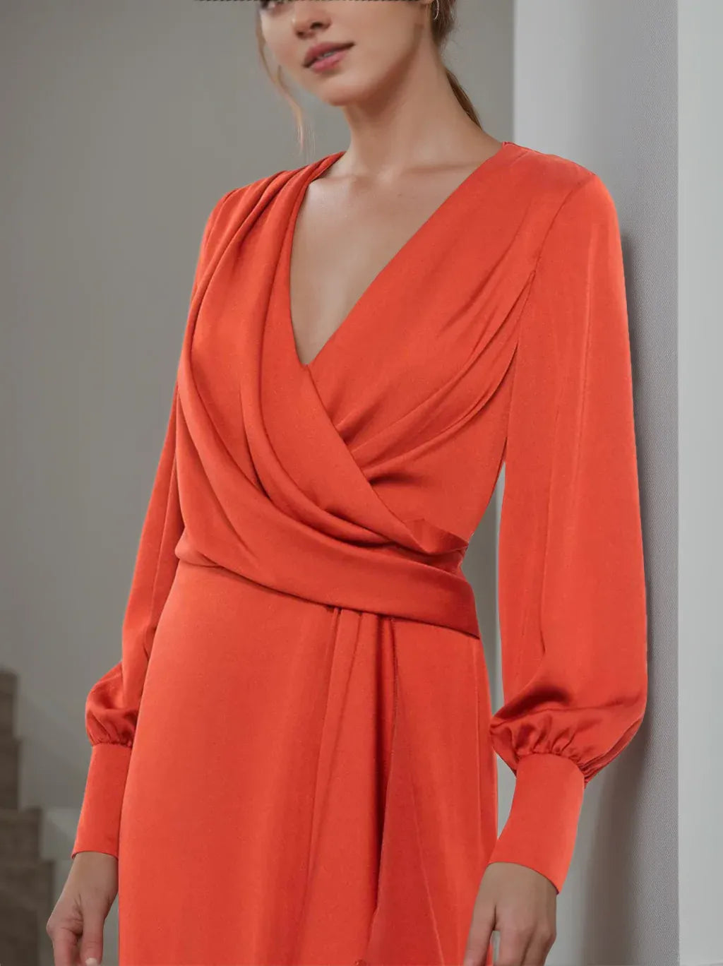 Robes de bal de fin d'année, coupe trapèze/princesse, col en V, manches longues, longueur au sol, robes de mère de la mariée à volants, robes de soirée pour femmes 