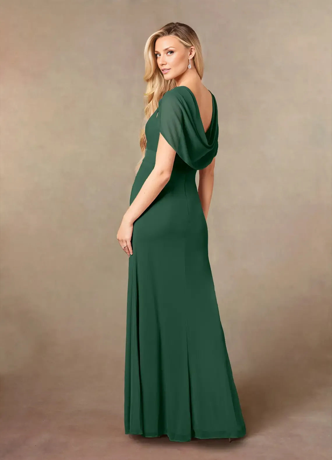 Robe sirène Weitese, col en V, plissée, robe de soirée pour mère de la mariée, manches cape classiques, fente sur la jambe, grande taille 