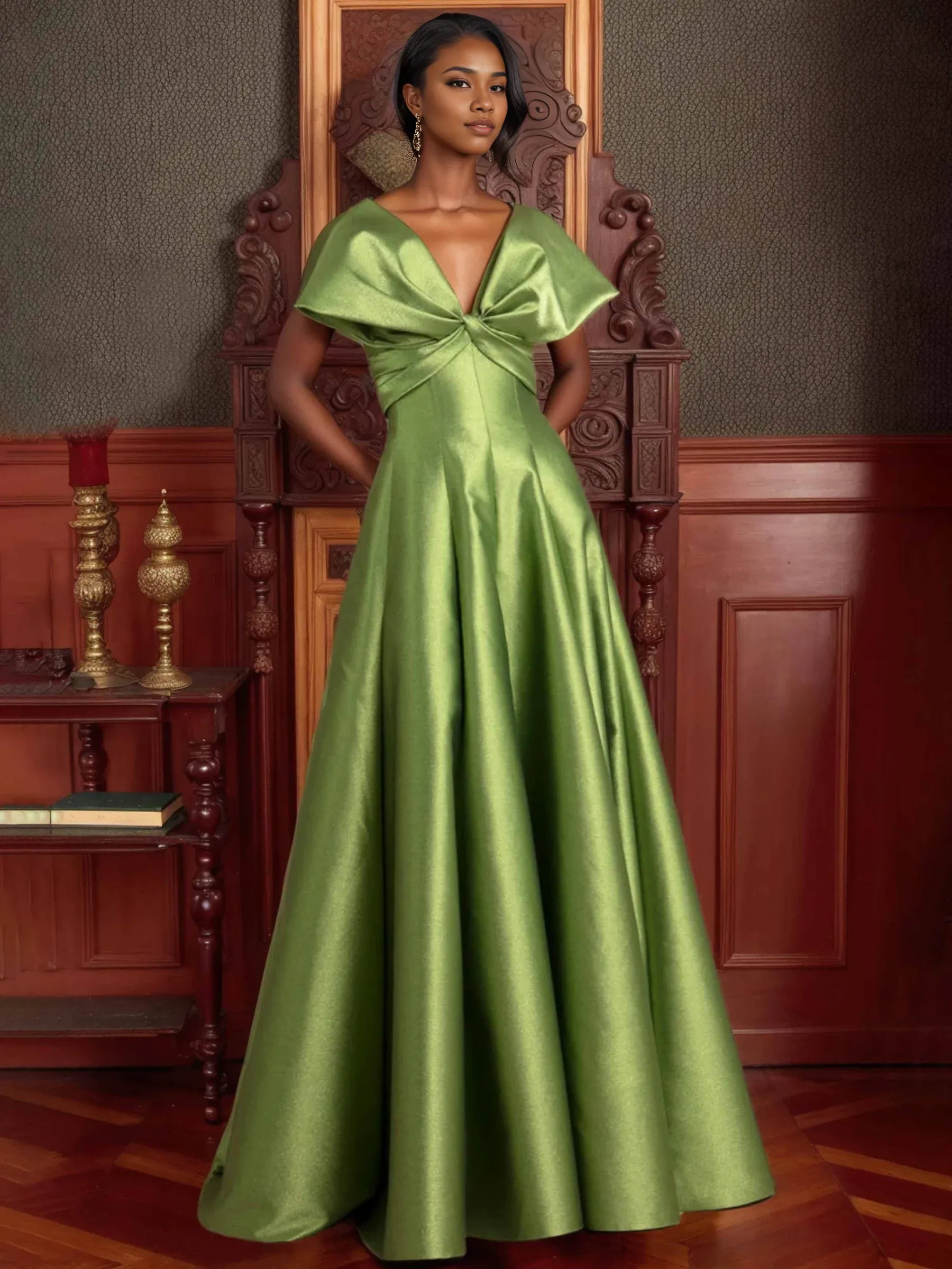 Prom Dresses Stores A-Line/Princess V-Neck Sleeveless Unique Mother Of The Bride Dresses with Ruffles Formal Women's Dresses