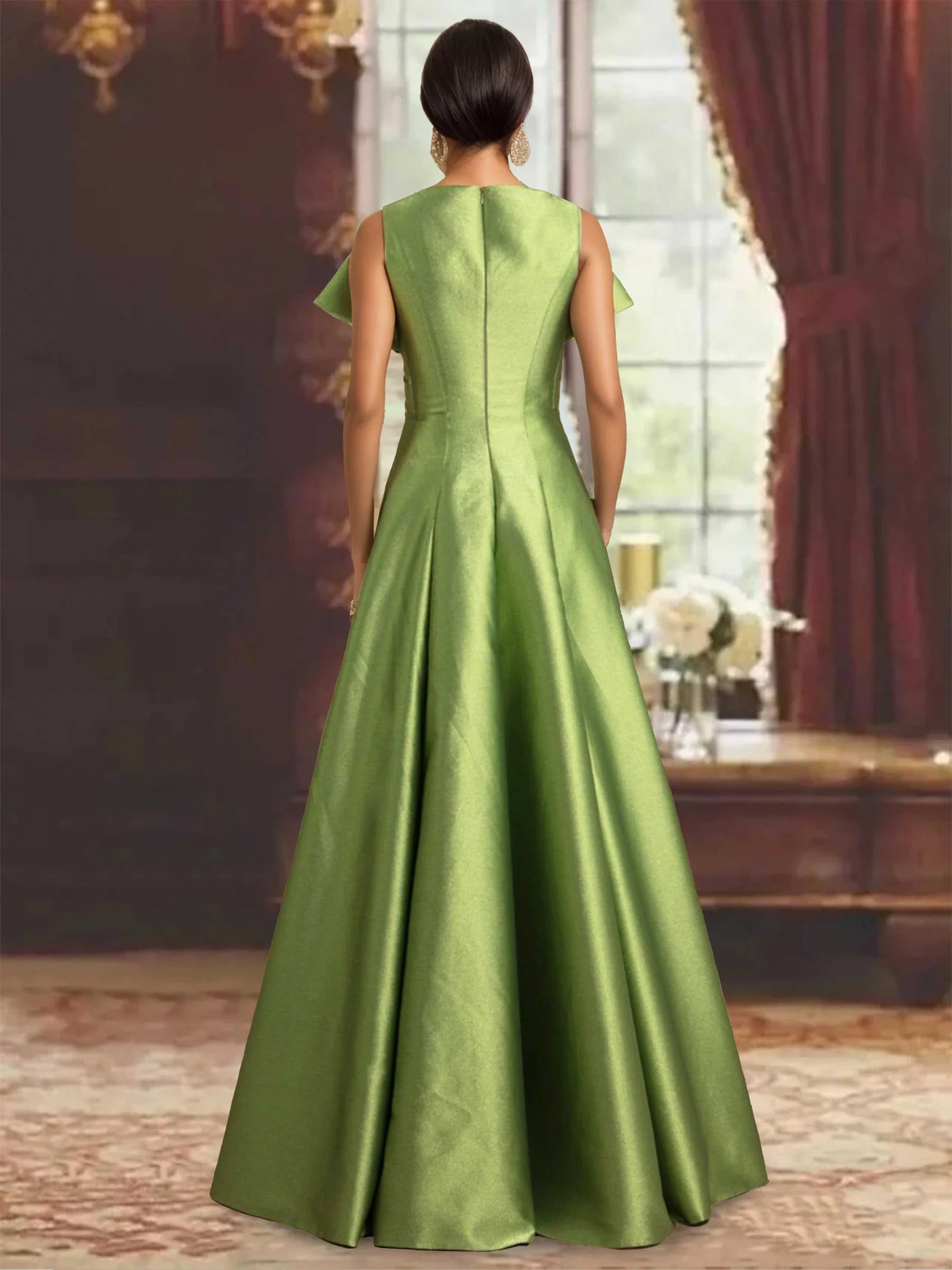 Prom Dresses Stores A-Line/Princess V-Neck Sleeveless Unique Mother Of The Bride Dresses with Ruffles Formal Women's Dresses