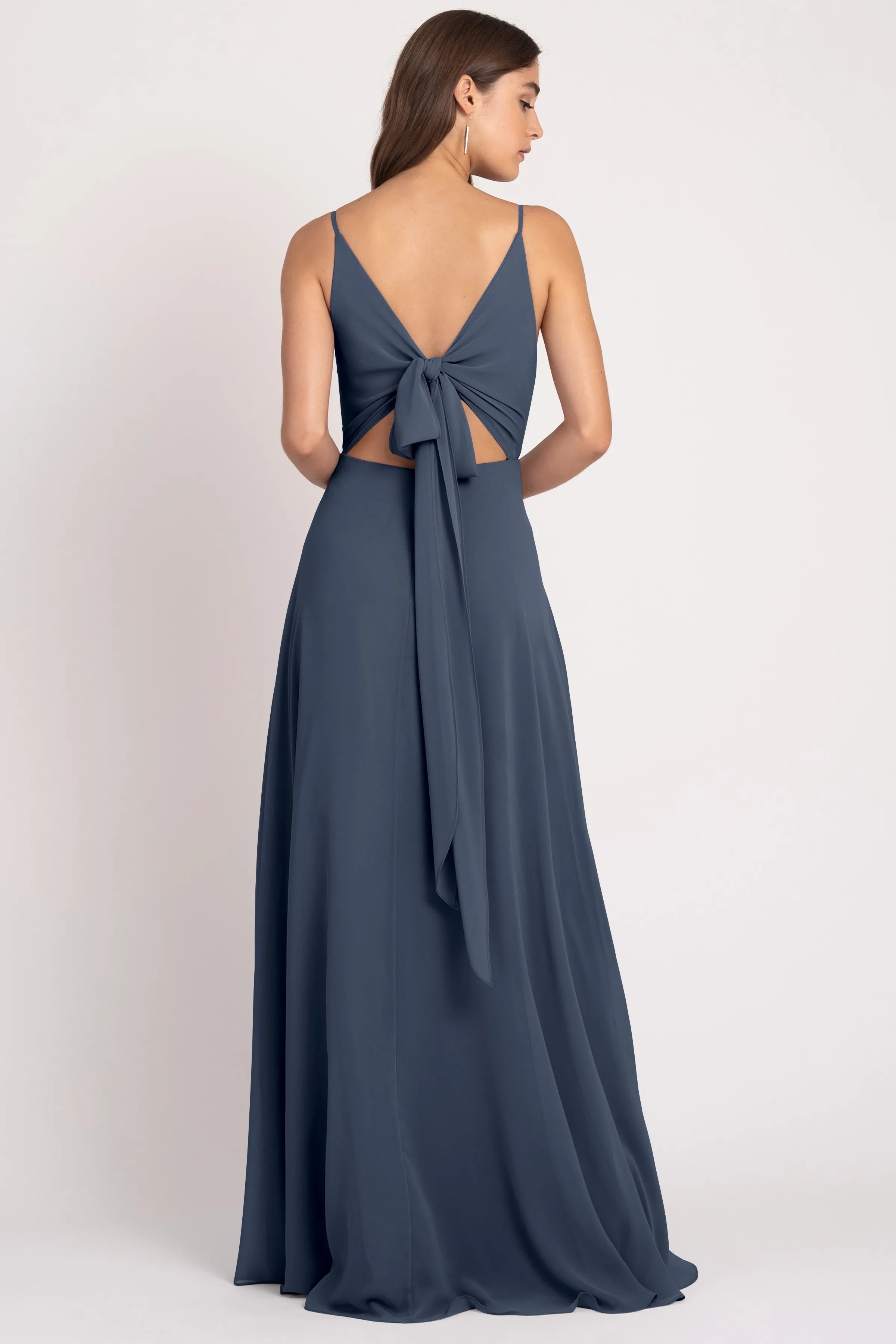 V Neck Spaghetti Straps Sleeveless Chiffon Hot Sale Bridesmaid Dresses for Women A-Line Lace Up V Back Prom Dresses