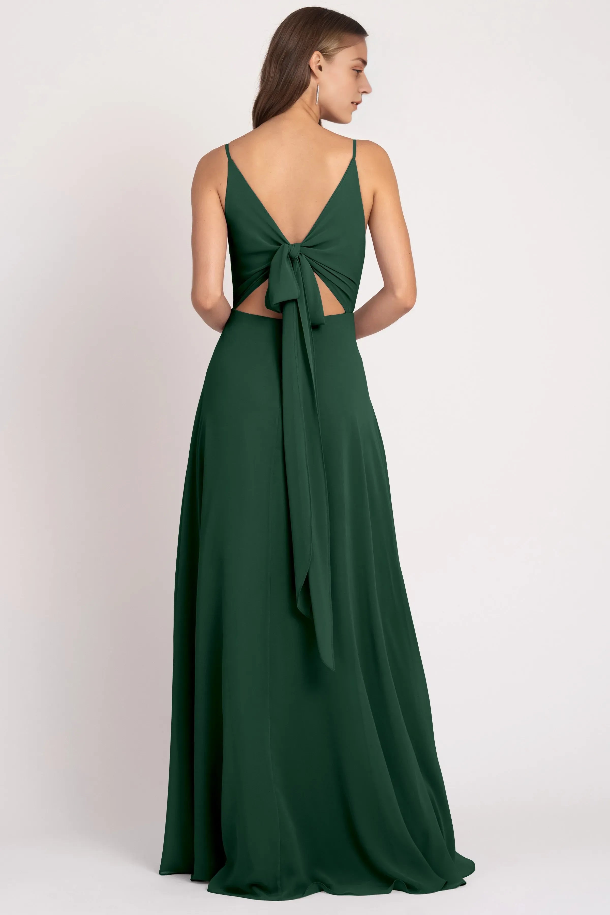 V Neck Spaghetti Straps Sleeveless Chiffon Hot Sale Bridesmaid Dresses for Women A-Line Lace Up V Back Prom Dresses