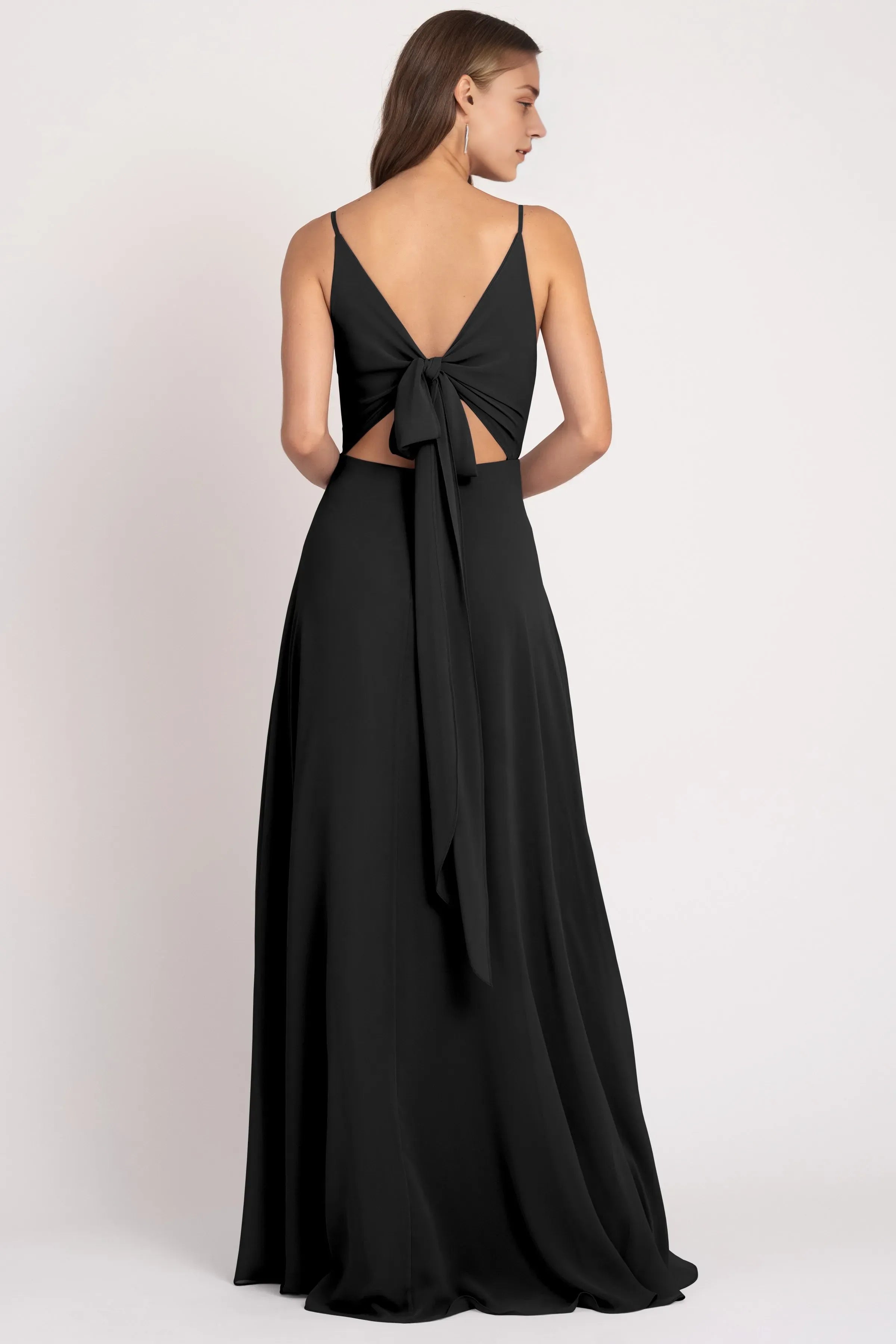 V Neck Spaghetti Straps Sleeveless Chiffon Hot Sale Bridesmaid Dresses for Women A-Line Lace Up V Back Prom Dresses