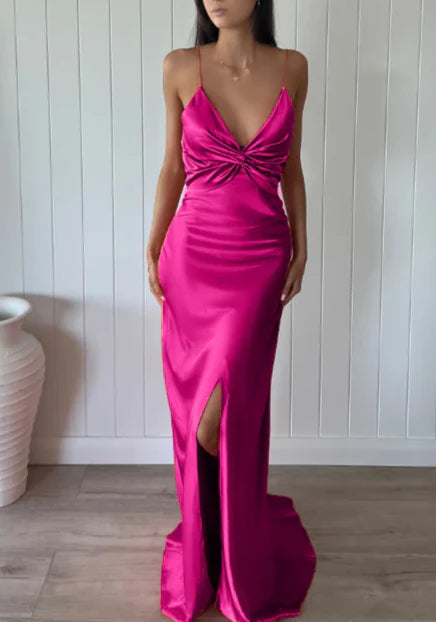 Weitese Dress Prom Dress Stores Light Yellow V Neck Straps Long Party Dress Wedding Guest Dress Formal Dresses