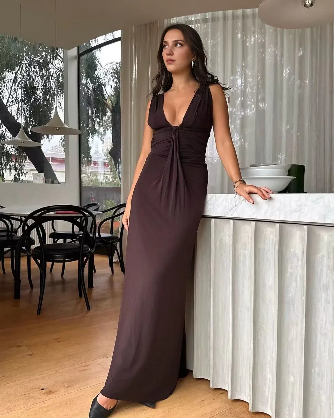 Weitese Formal Women's Dresses V Neck A Line Long Prom Dress Formal Party Dress Prom Dresses Stores