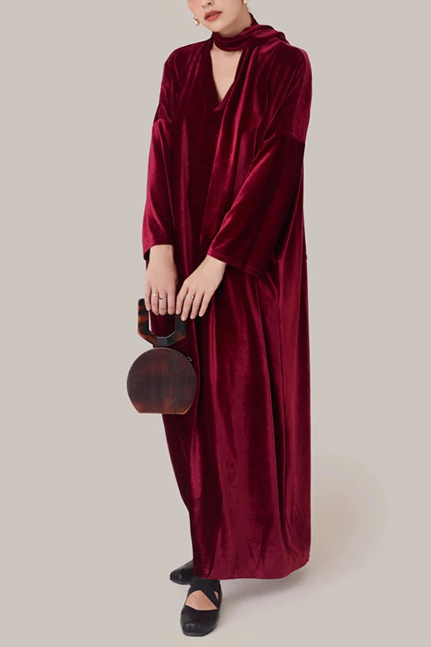 Velvet Dress For Women V Neck Velvet Dress Plus Size Dress Velvet Gown Velvet Bridesmaid Ankle Length Dress Fall Winter Velvet Evening Dress