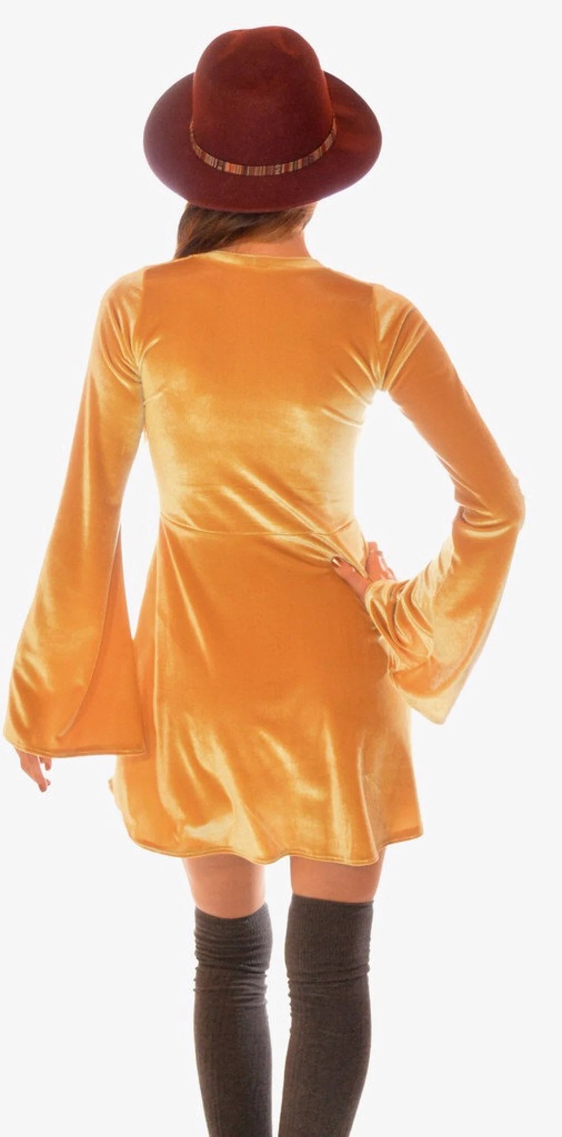 Velvet Lace Up Prom Dress With Bell Sleeves Mini Dress Skater Evening Dress Hippie Bohemian