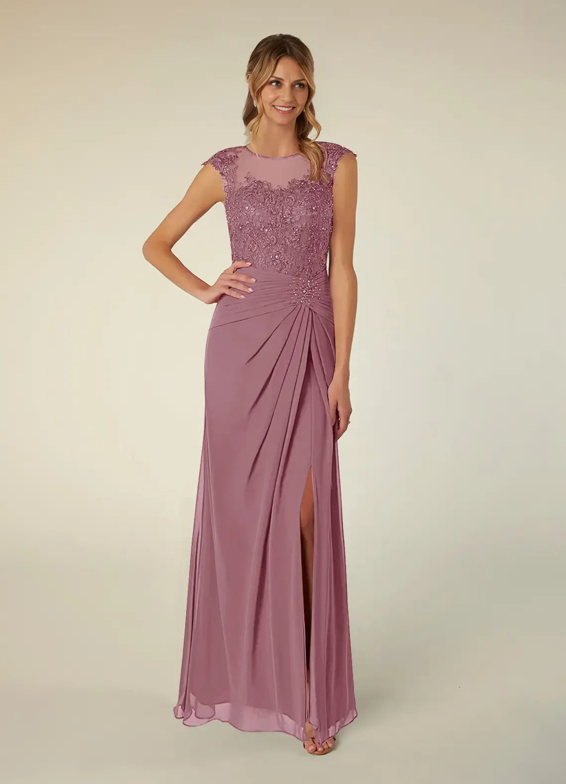 Weitese Dress Black A-Line Scoop Neck Sequins Chiffon Mother of the Groom Dresses Elegant Illusion Cap Sleeves Leg Slit Evening Dress