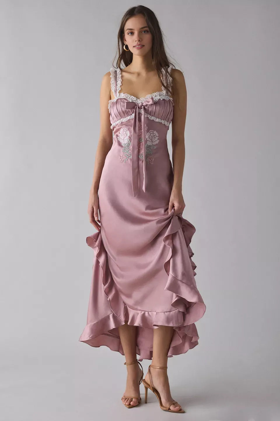 Vintage A-Line Sweetheart Neck Sleeveless Satin Floor-Length Prom Dress