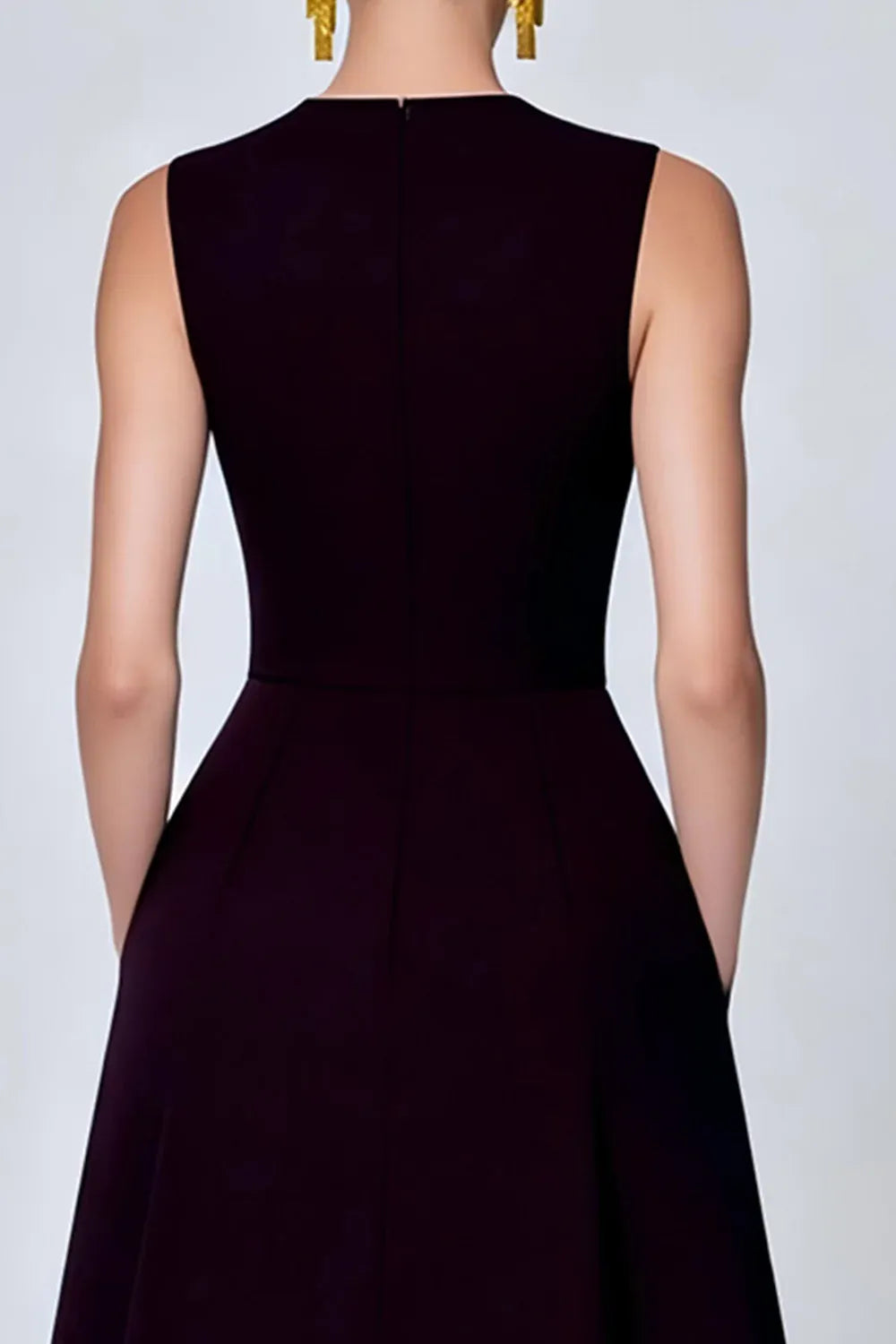 Vintage A Line High Neck Sleeveless Zipper Up Pockets Ankle-Length Prom Dress