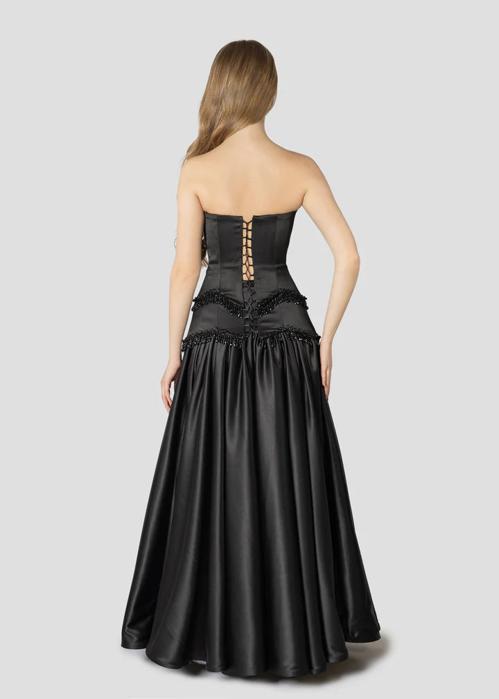 Vintage A Line Off the Shoulder Sleeveless Satin Lace Up Floor-Length Prom Dress