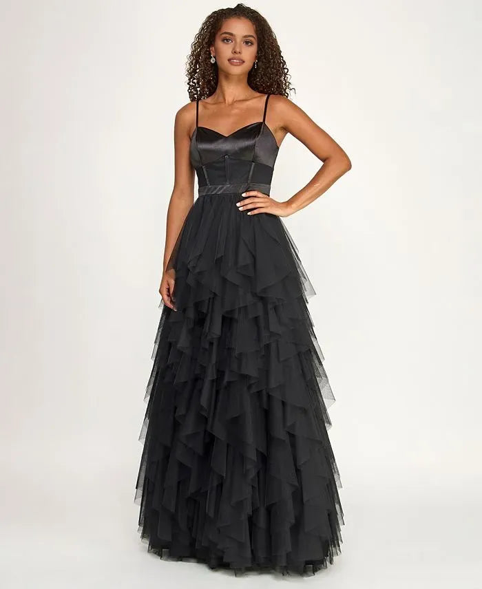 Vintage Ball Gown Sweetheart Sleeveless Ruffled Tulle Floor-Length Prom Dress