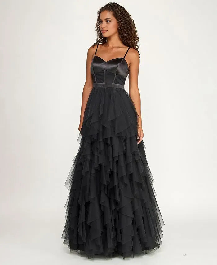 Vintage Ball Gown Sweetheart Sleeveless Ruffled Tulle Floor-Length Prom Dress