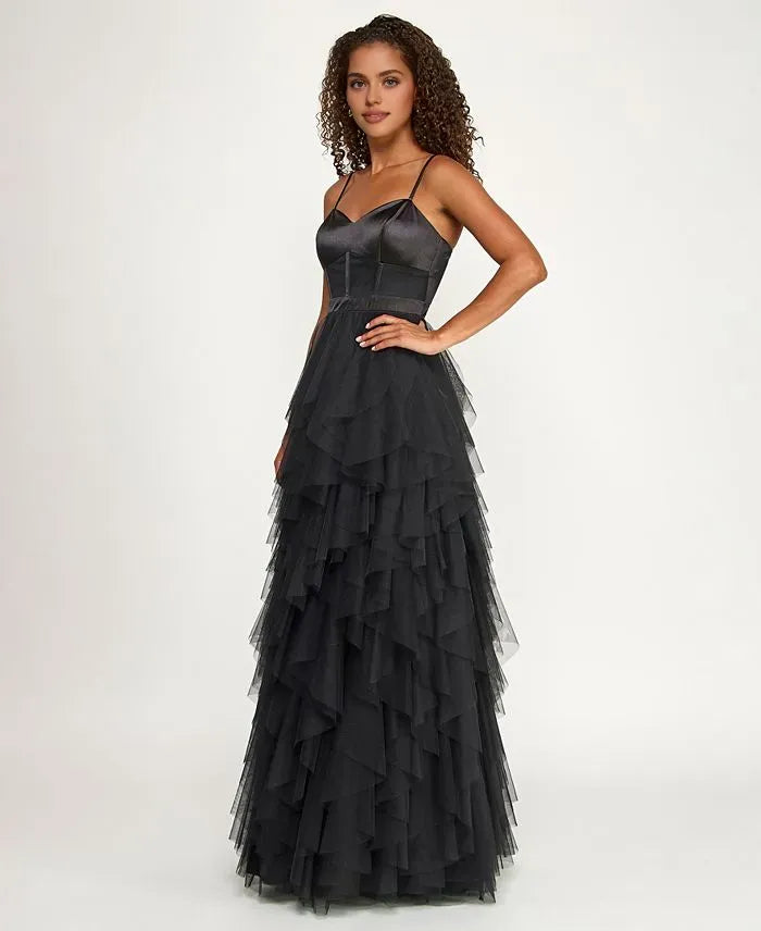 Vintage Ball Gown Sweetheart Sleeveless Ruffled Tulle Floor-Length Prom Dress