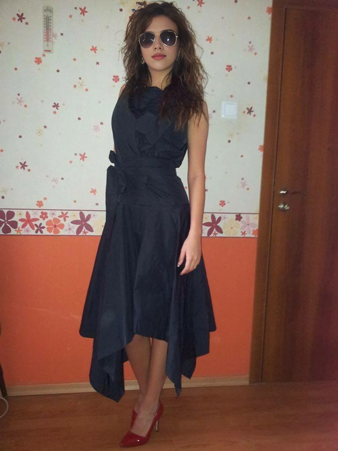 Vintage Bridesmaid Coctail Prom Dress Blue Mother of the Bride Dress A-line Sleeveless Evening Dress Pleated