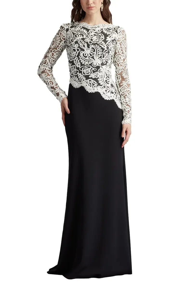 Vintage Fitted Jewel Neck Long Sleeve Zipper Up Floor-Length Mother of the Bride Dress
