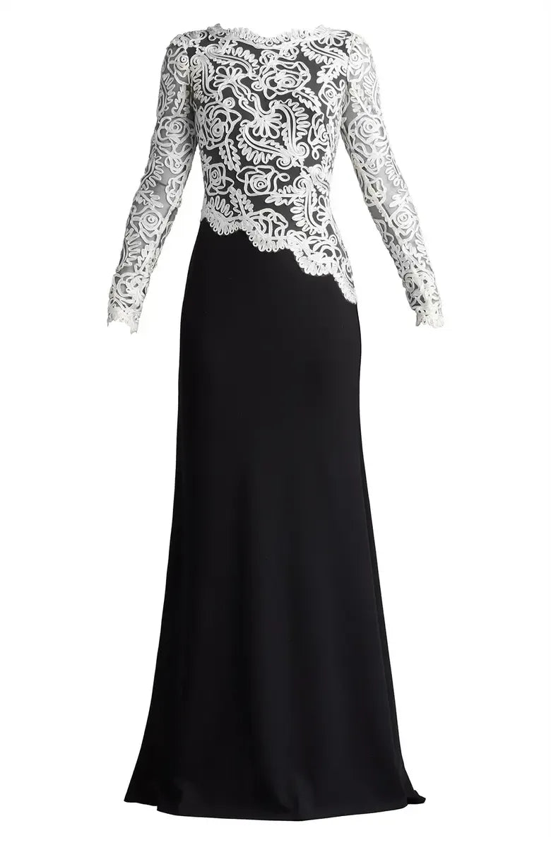 Vintage Fitted Jewel Neck Long Sleeve Zipper Up Floor-Length Mother of the Bride Dress
