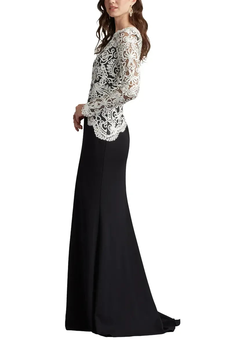 Vintage Fitted Jewel Neck Long Sleeve Zipper Up Floor-Length Mother of the Bride Dress