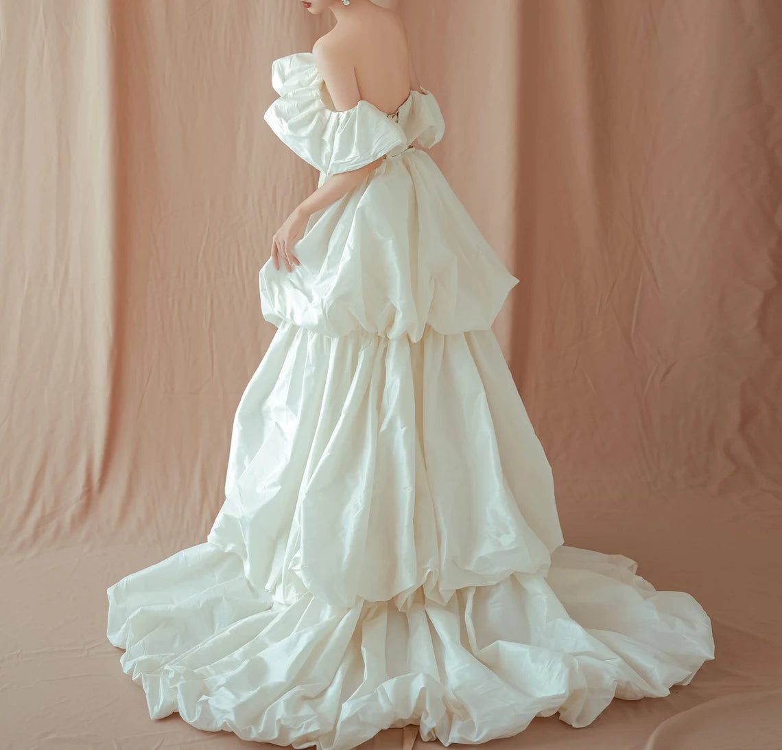 Vintage Inspired Wedding Dresses Mermaid Bridal Dresses Off The Shoulder Lace Satin Combined With Overskirt With Train