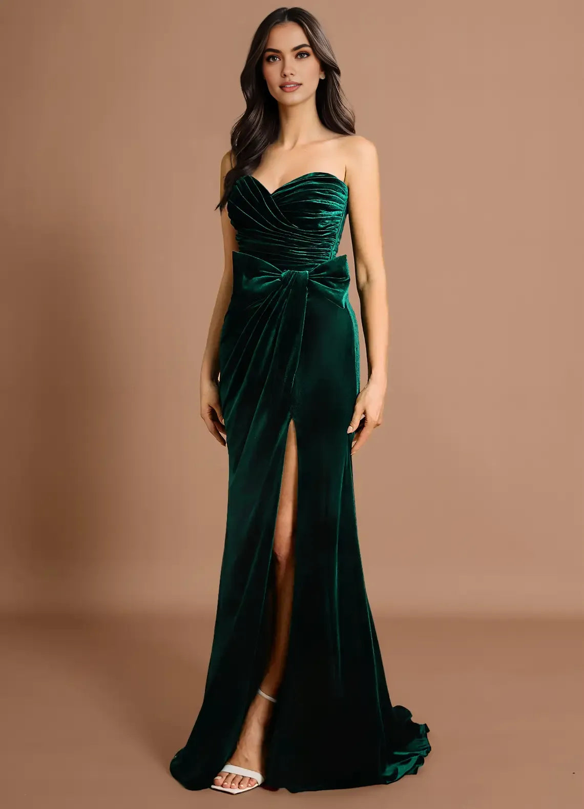 Vintage Mermaid Spaghetti Straps Sleeveless Back Zip Sweep/Brush Train Evening Dress