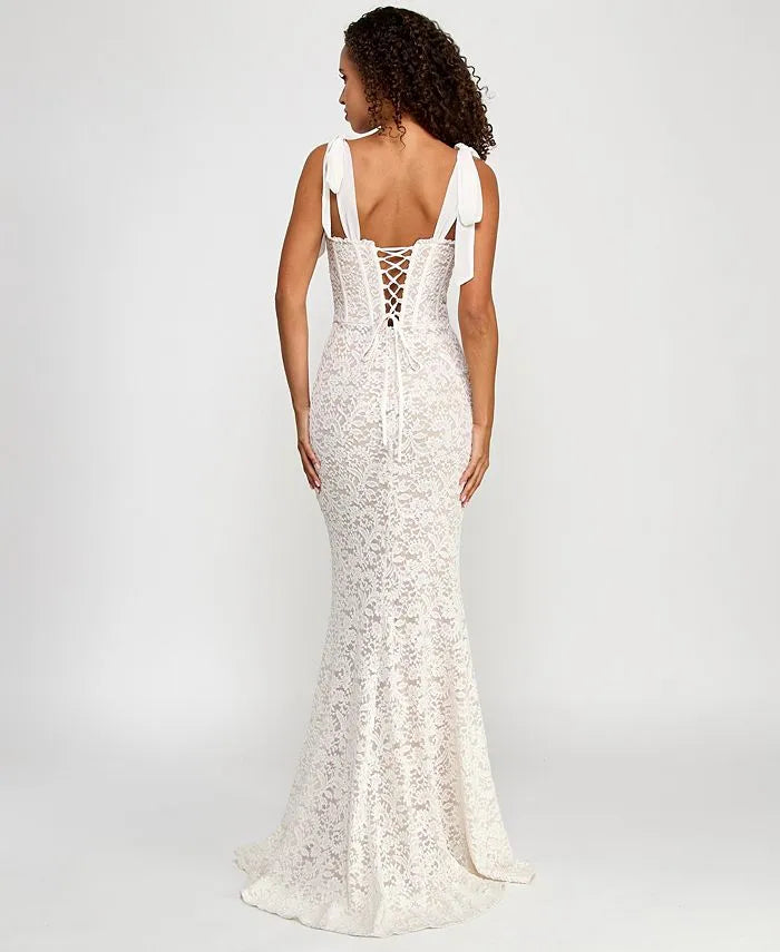 Vintage Mermaid Sweetheart Sleeveless Solid Color Lace Floor-Length Wedding Dresse